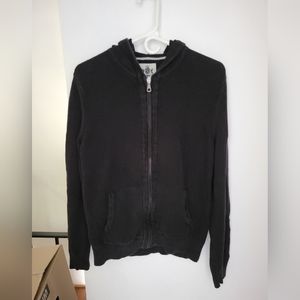 Vintage Express Black Knit Zip Hoodie